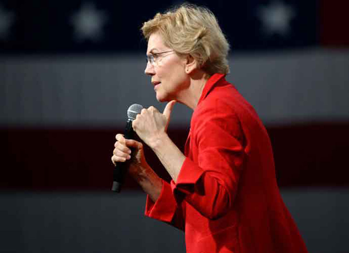 DES MOINES, IA - AUGUST 10: Democratic presidential candidate Sen. Elizabeth Warren (D-MA) speaks on stage during a forum on gun safety at the Iowa Events Center on August 10, 2019 in Des Moines, Iowa. Today Warren and her campaign introduced a gun control plan to reduce gun deaths by 80 percent. (Photo: Getty)