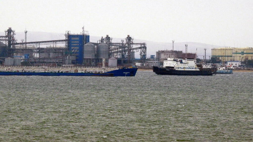 A ferry arrives at Port Crimea near Kerch after crossing the Kerch strait from Port Caucasus (Kavkaz), Krasnodar region in southern Russia, on October 9, 2022.