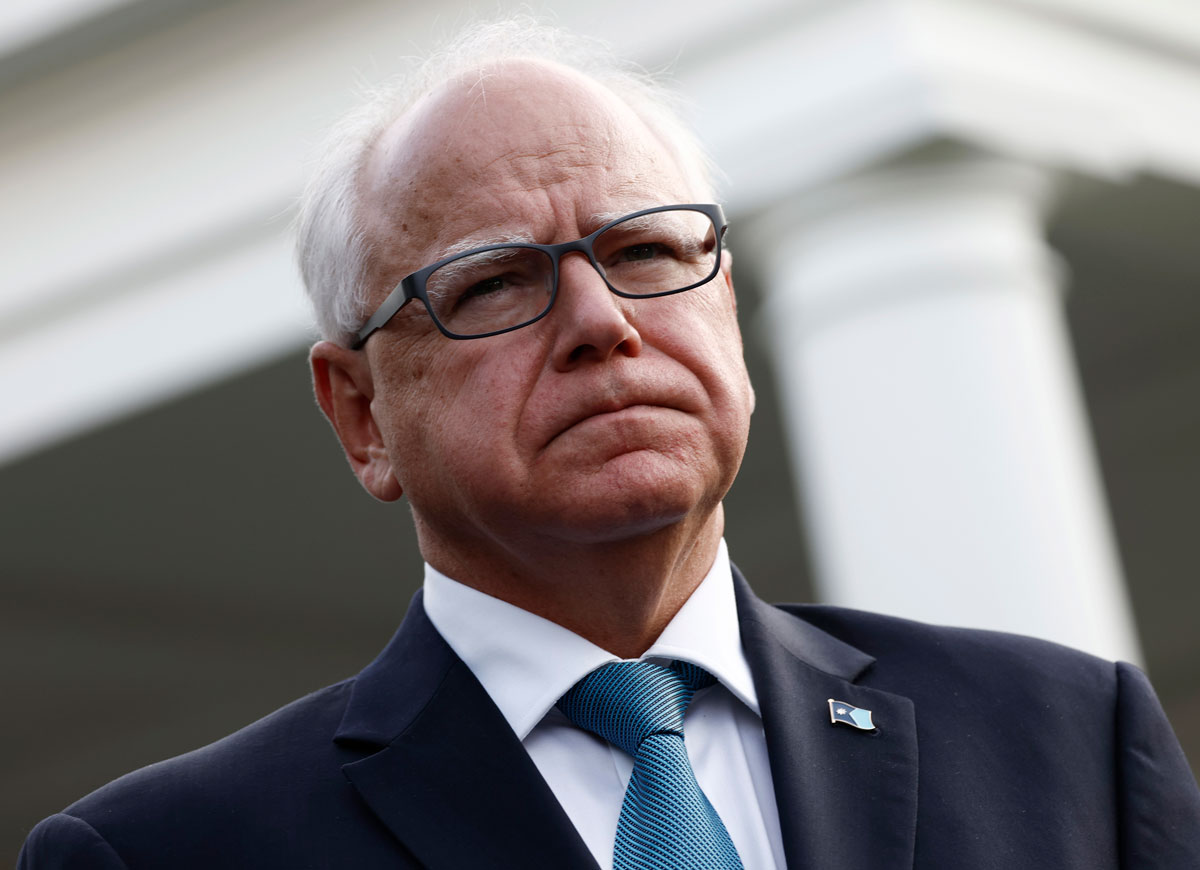 WASHINGTON, DC - JULY 03: Minnesota Gov. Tim Walz speaks to reporters after a meeting with U.S. President Joe Biden at the White House on July 03, 2024 in Washington, DC. Biden met with all of the nation