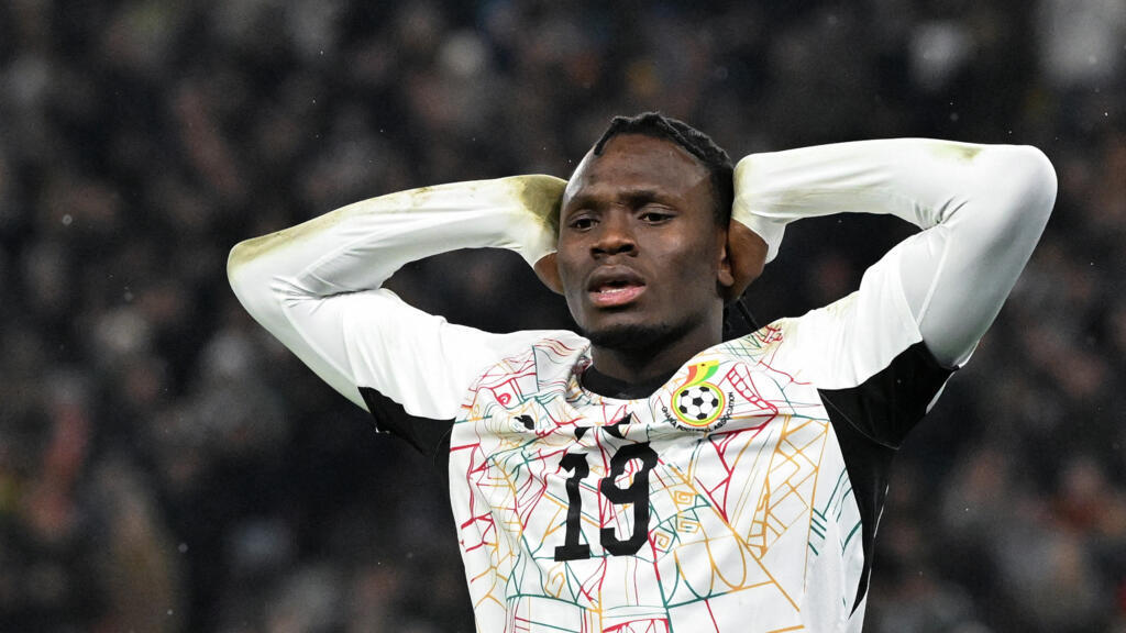 Ghana's forward #19 Prince Kwabena Adu reacts after missing a goal opportunity during the international friendly football match between Germany and Ghana in Stuttgart, southwestern Germany on March 30