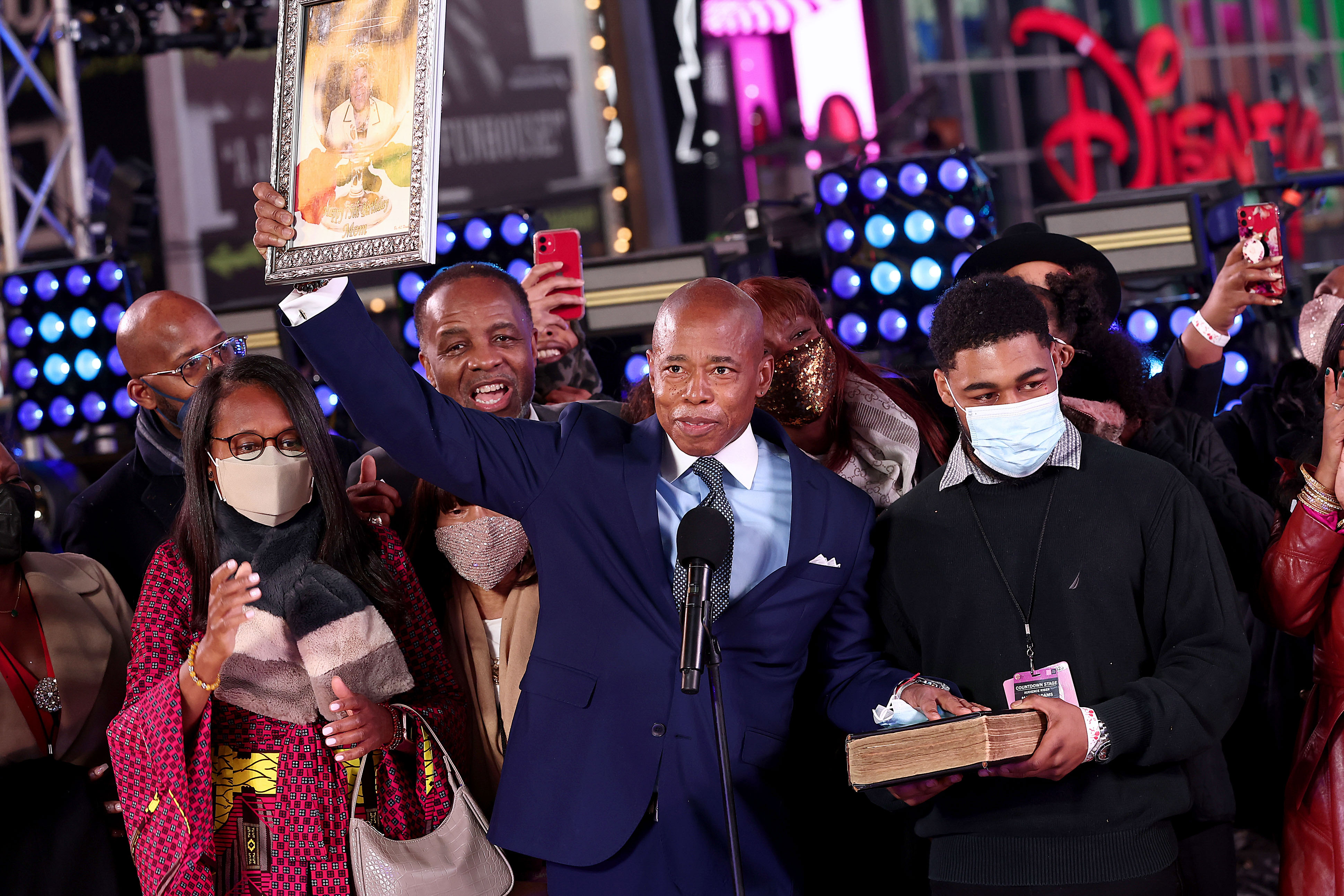 Former NYPD sergeant Tim Pearson (third from left) served as a top mayoral aide to former Mayor Eric Adams. 