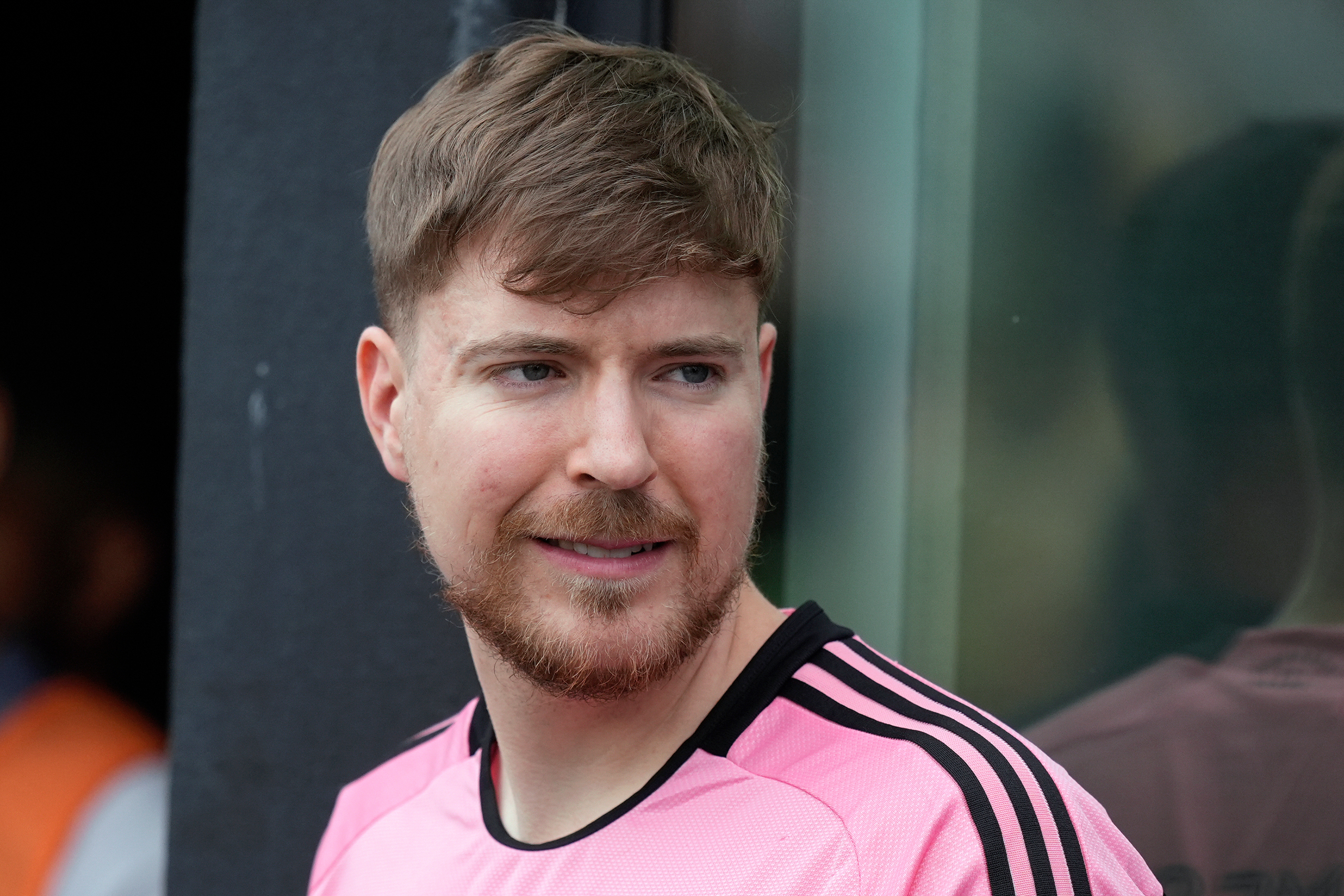 Jimmy Donaldson, the popular YouTube video maker who goes by MrBeast, is seen at an MLS soccer match between Inter Miami and CF Montreal on March 10, 2024, in Fort Lauderdale, Florida.