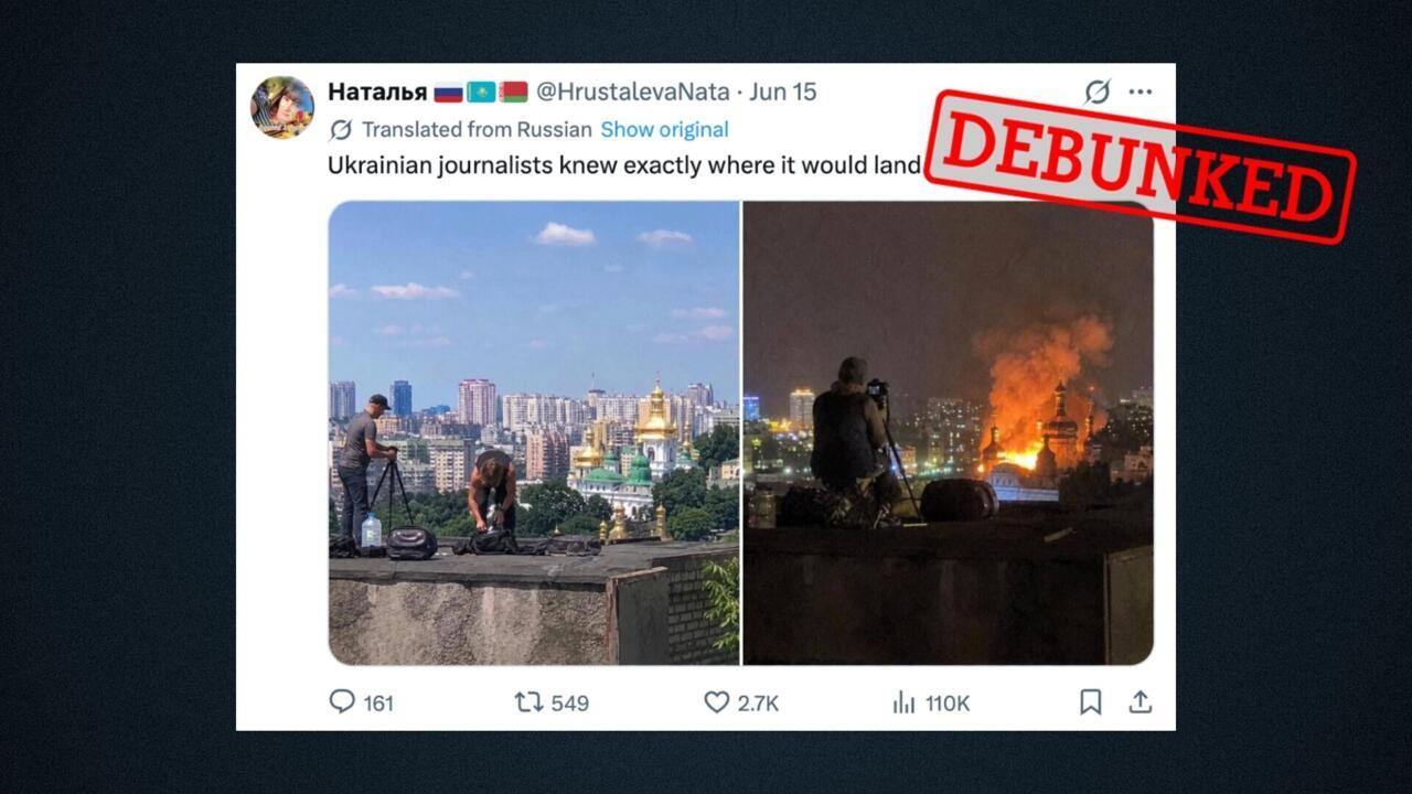 These two images of journalists in front of the Dormition Cathedral were generated by AI.