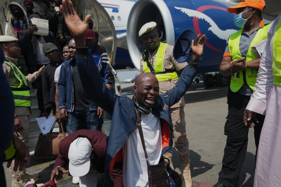 Nigerian nationals repatriated from South Africa after a surge of xenophobic violence arrive at Murtala Muhammed International Airport in Lagos, Nigeria, on June 11, 2026