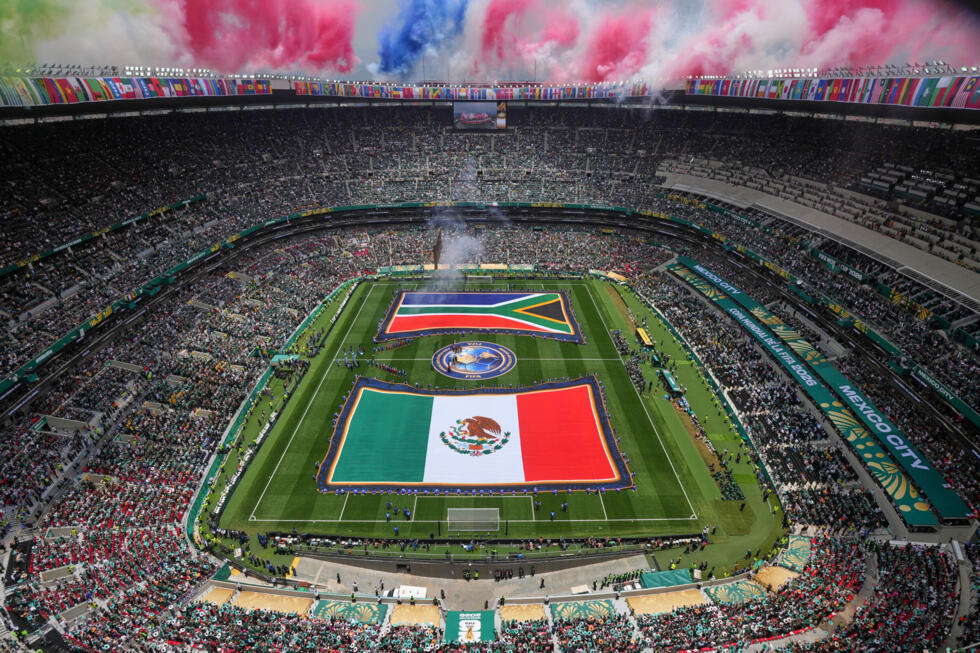 An overview of Mexico City Stadium before the World Cup football match between Mexico and South Africa on June 11, 2026