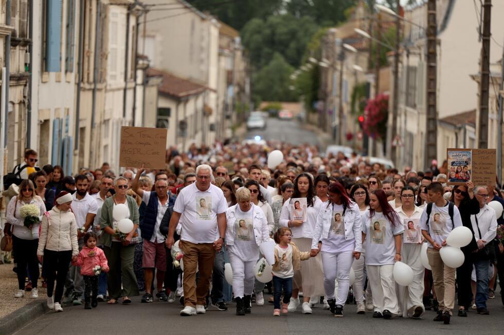 A gathering organized in memory of Lyhanna, and to demand new laws on child protection, in Saint-Jean-d'Angély, in southwestern France, on June 9, 2026.