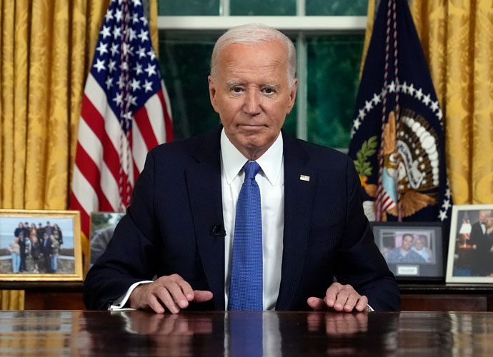 WASHINGTON, DC - JULY 24: U.S. President Joe Biden concludes his address to the nation from the Oval Office of the White House on July 24, 2024 in Washington, DC. The president addressed reasons for abruptly ending his run for a second term after initially rejecting calls from some top Democrats to do so, and outlined what he hopes to accomplish in his remaining months in office. (Photo by Evan Vucci-Pool/Getty Images)