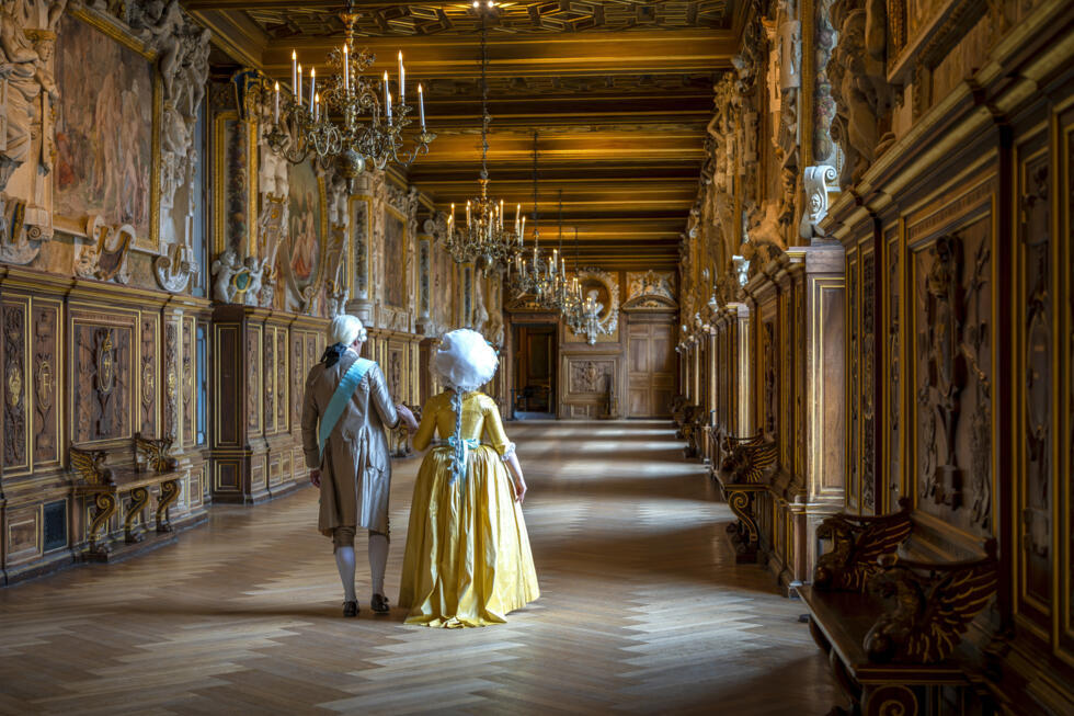 A re-enactment of a visit by King Louis XVI and Queen Marie Antoinette to the Palace of Fontainebleau