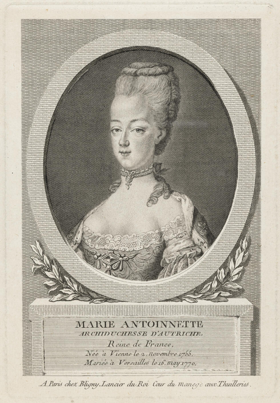 A print depicting Marie Antoinette of Austria, Queen of France, by Louis-Jacques Cathelin