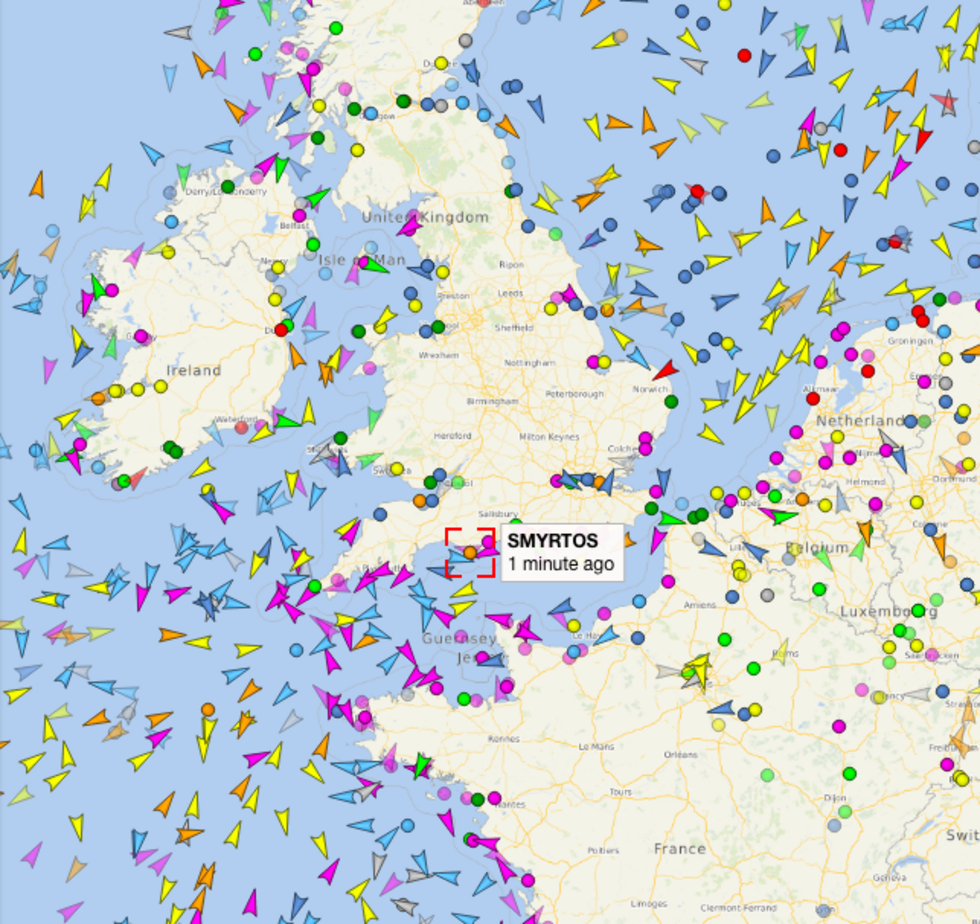 The SMYRTOS oil tanker, part of the Russian shadow fleet, was intercepted in the English Channel on Sunday June 14, 2026.