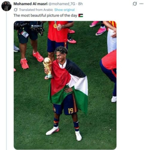 Fake images circulate of Spanish World Cup players draped in Palestinian flags