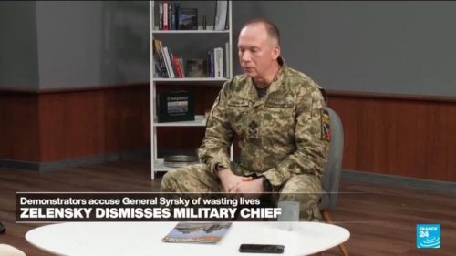 Zelensky dimisses military chief, accused of wasting lives by demonstrators