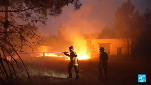 French firefighters work tirelessly to stop blaze from spreading