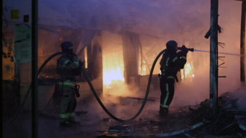 Fire breaks out in central Kyiv after explosion during air raid alert