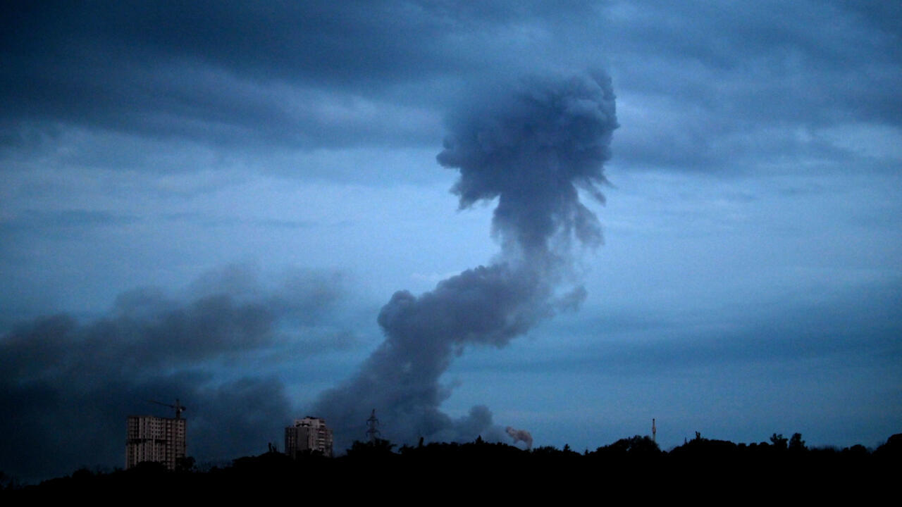 A file photo of smoke rising during Russian missile strikes on Kyiv on July 6, 2026