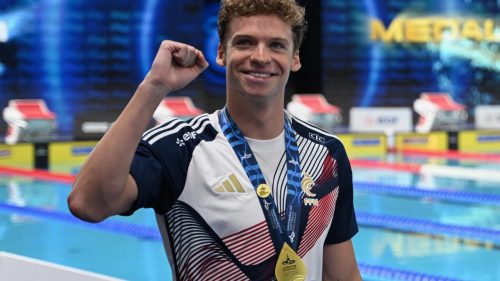 France’s Léon Marchand wins first European title in front of home crowd