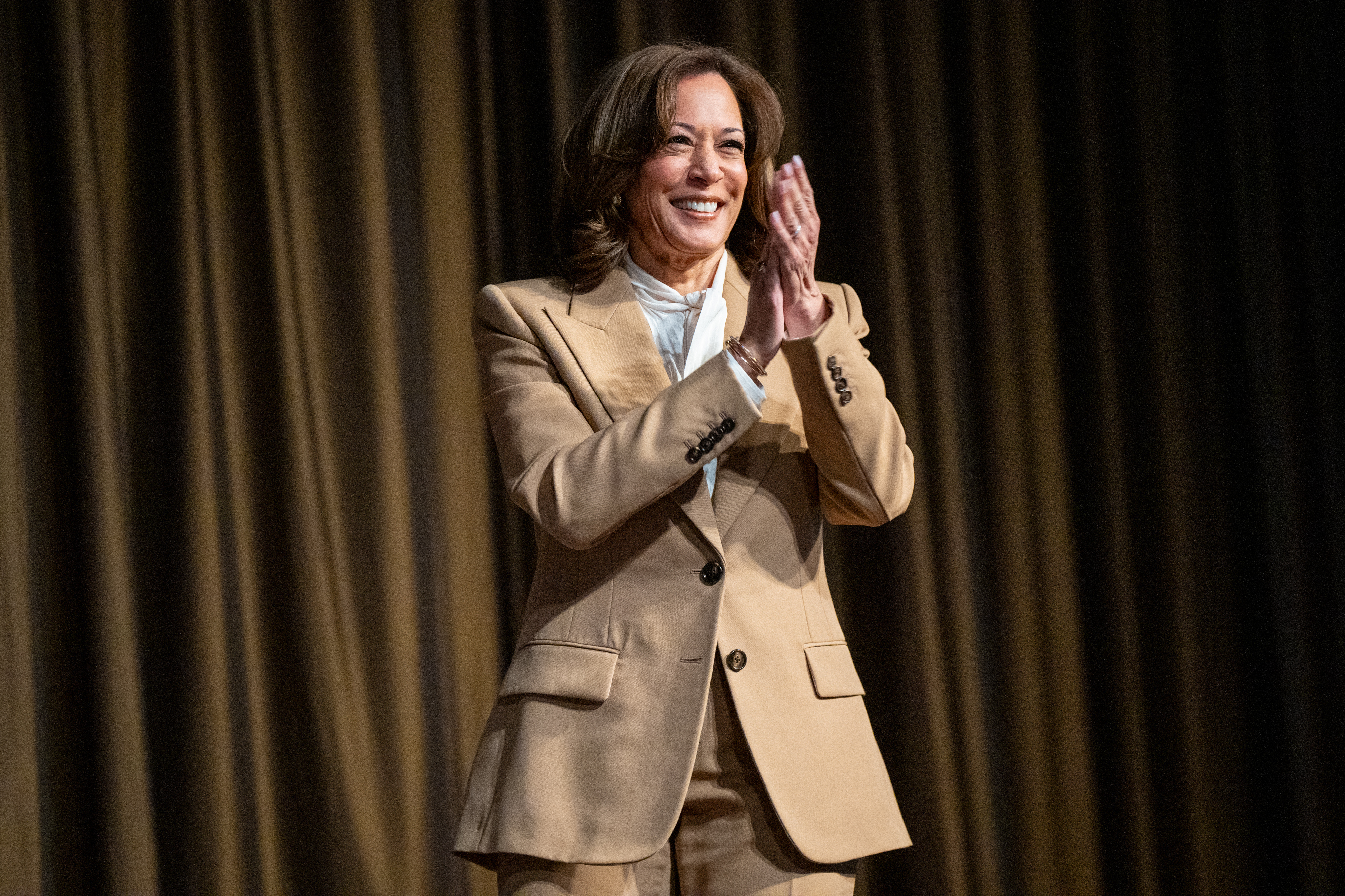 Kamala Harris, former Vice President and 2024 presidential candidate, arrives during the National Action Network (NAN) Convention in New York, April 10, 2026.